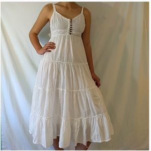 white cotton boho dress